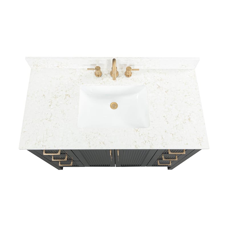 Luka Bathroom Vanity in Black Oak with Alluring Quartz Top