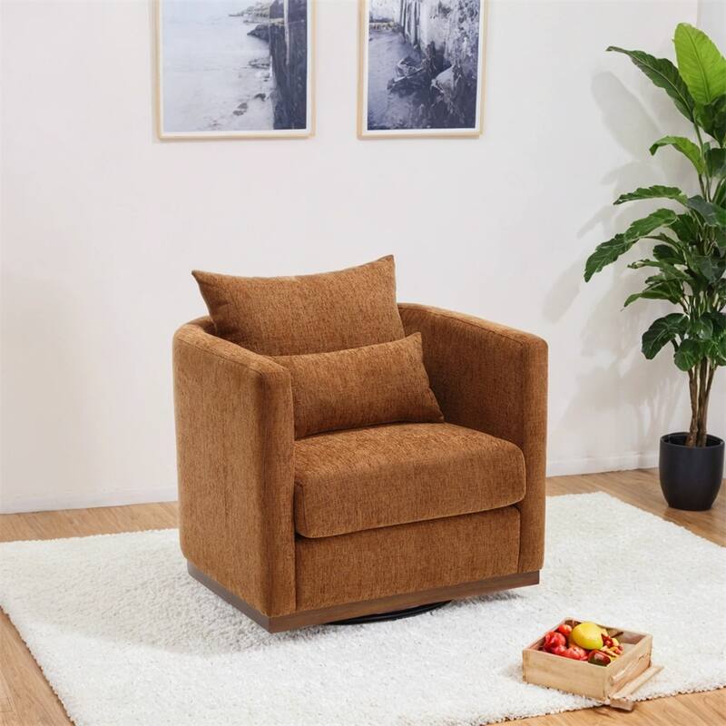 Swivel Barrel Chair,Comfy Round Accent Sofa Chair for Living Room