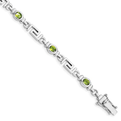 Curata 925 Sterling Silver Polished Fancy Lobster Closure Peridot Bracelet
