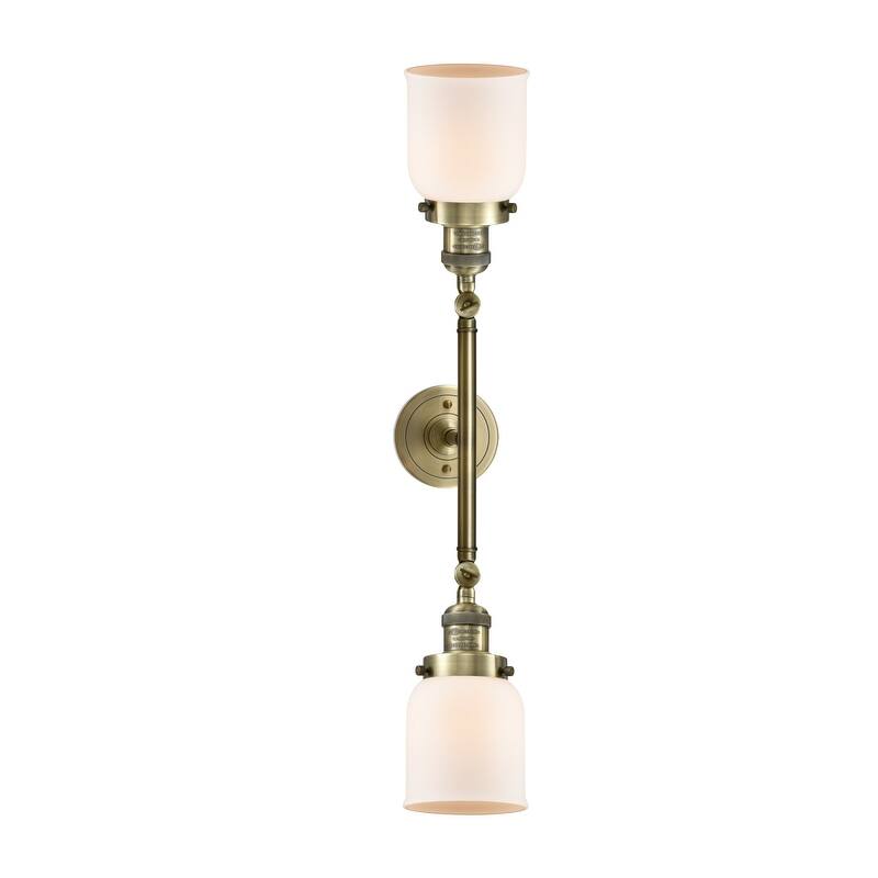 Innovations Lighting Small Bell 2 Light 23" Wide Bathroom Vanity Light - Antique Brass / Matte White