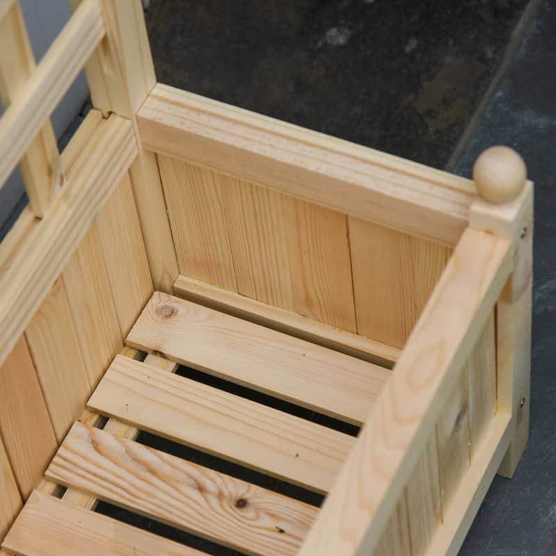 Outsunny Raised Bed with Trellis Standing Lattice Panels for Plants, Flowers or Vine Garden Outdoor Indoor, Natural