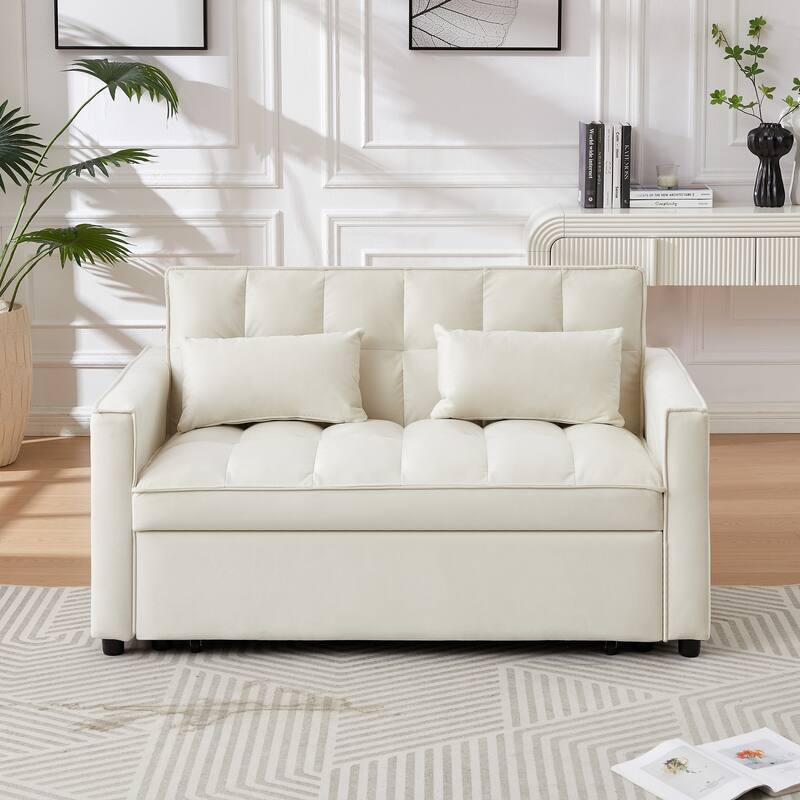 Modern Velvet Convertible Loveseat Sleeper Sofa Couch with Adjustable Backrest