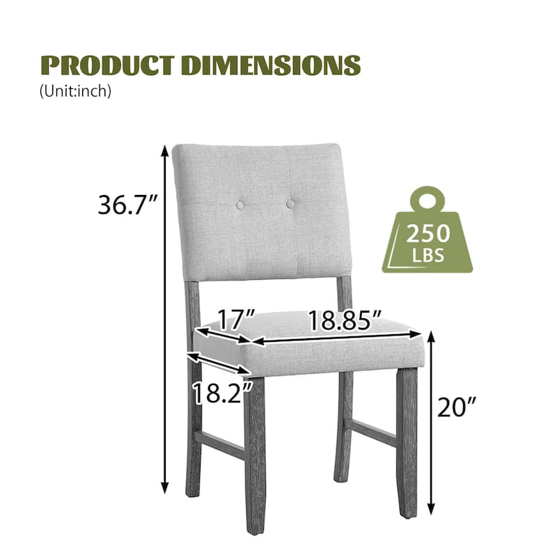 Wooden Dining Chairs Set of 4, Modern Fabric Upholstered Kitchen Side Chairs, Farmhouse Dining Room Chair with Solid Wood Legs