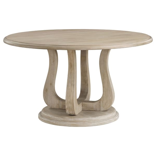 slide 2 of 6, Trofello Round 60-inch Pedestal Dining Table White Washed White Washed