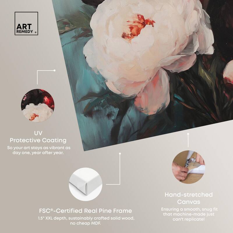 Three Shades of Peony II Canvas by Art Remedy, Gallery Wrapped