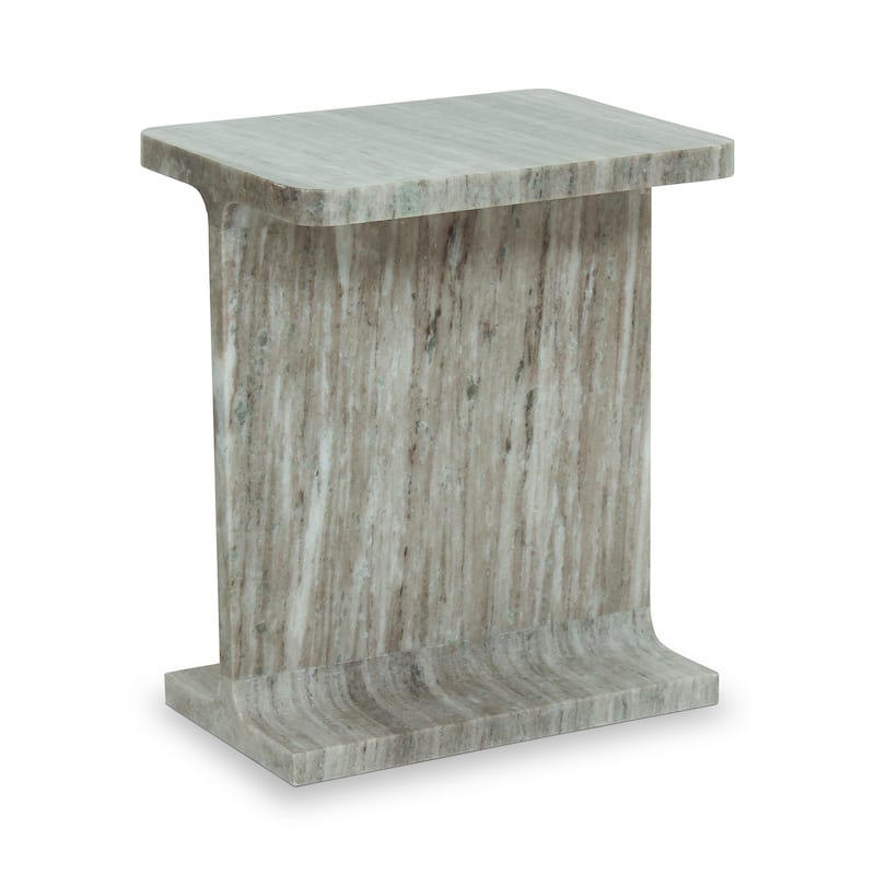 Aurelle Home Modern Solid Marble I-Beam Accent Table - Taupe