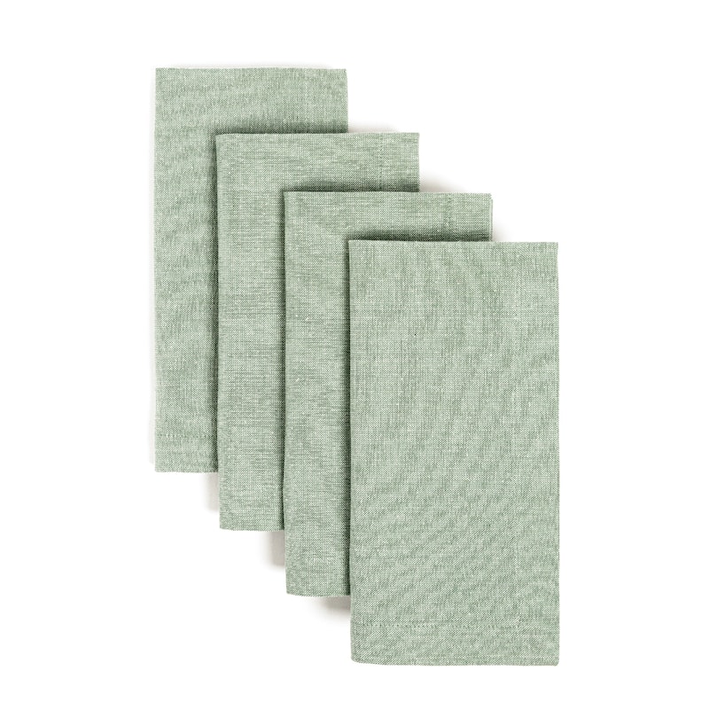 over&back Woven Chambray Cotton Cloth Napkins - Machine Washable (Set of 4) - Green