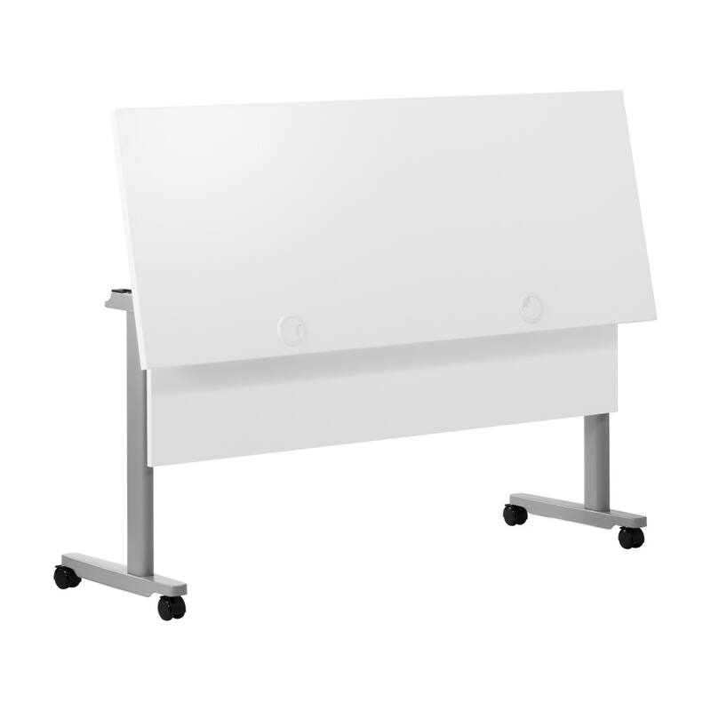 Commercial Nesting Flip Training Table with Steel Frame and T-Legs - 23.5"W x 60"D x 30"H