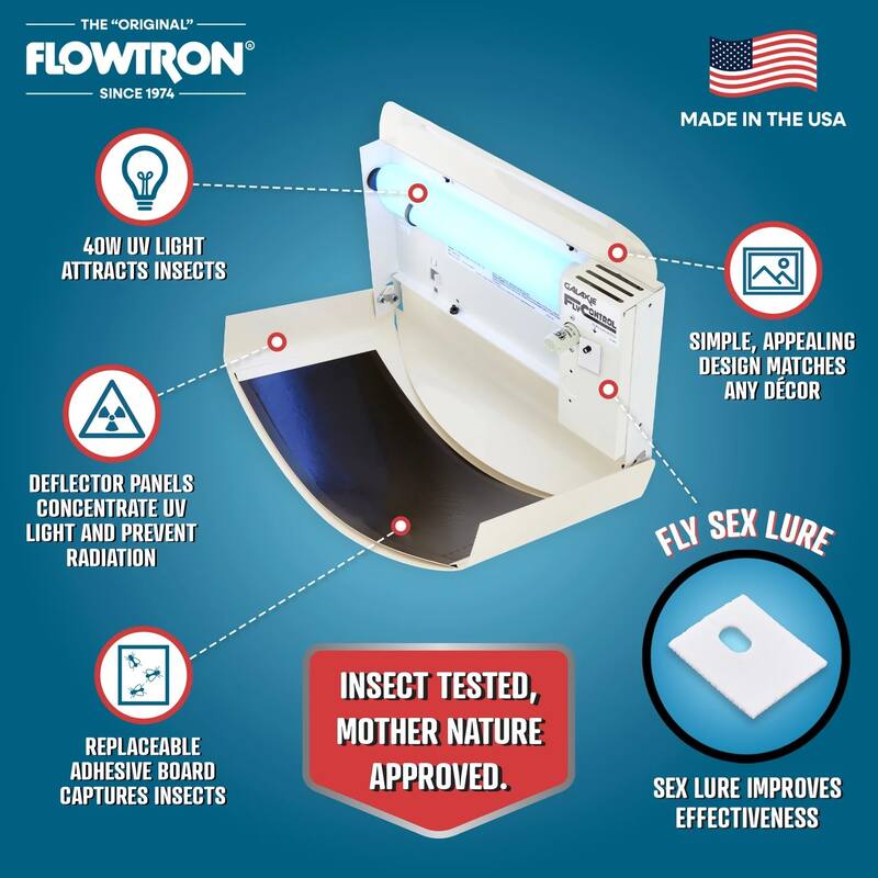 Flowtron Fly Trap Indoor Wall Sconce Electric Insect Killer 40W UV Sticky Strips 600 Sq Ft Home - Pest Control