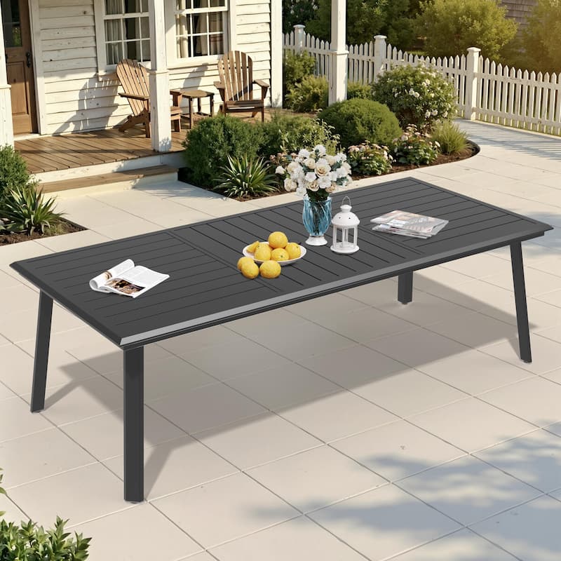 Pellebant Outdoor Aluminum Dining Table with Umbrella Hole for 6-12 Person