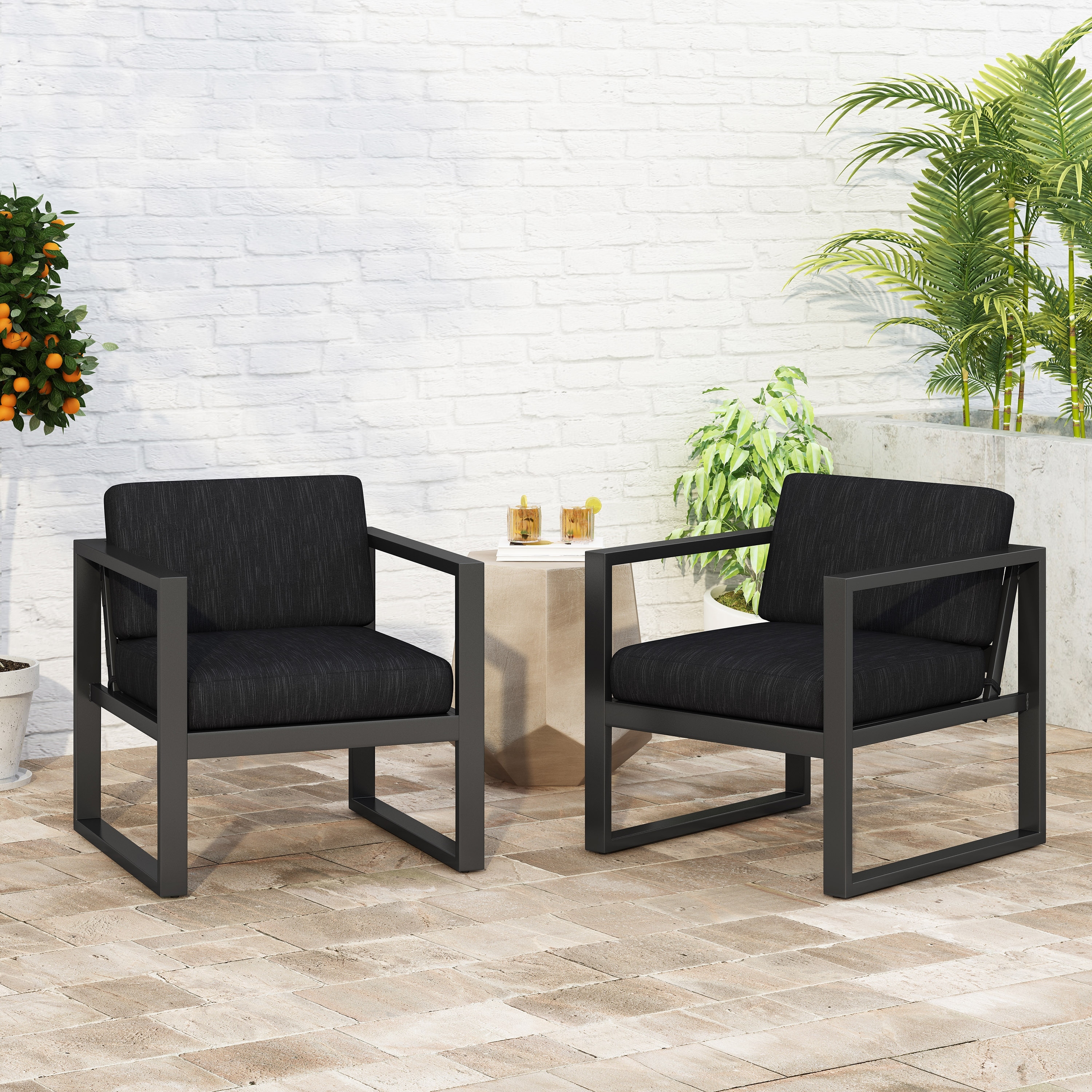 Navan Outdoor Aluminum Club Chairs Set of 2 by Christopher Knight Home