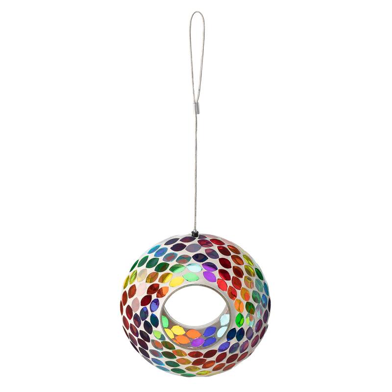 Glitzhome Round Hanging Multi-Color Mosaic Birdfeeder