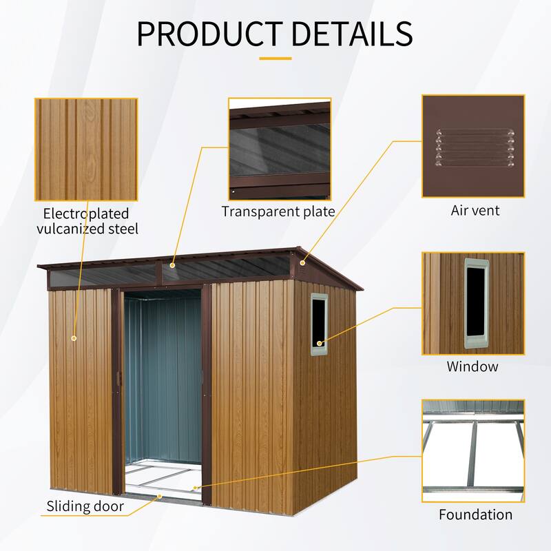 GDF Studio - Mirren Outdoor Metal Storage Shed with Window and Lockable Sliding Door
