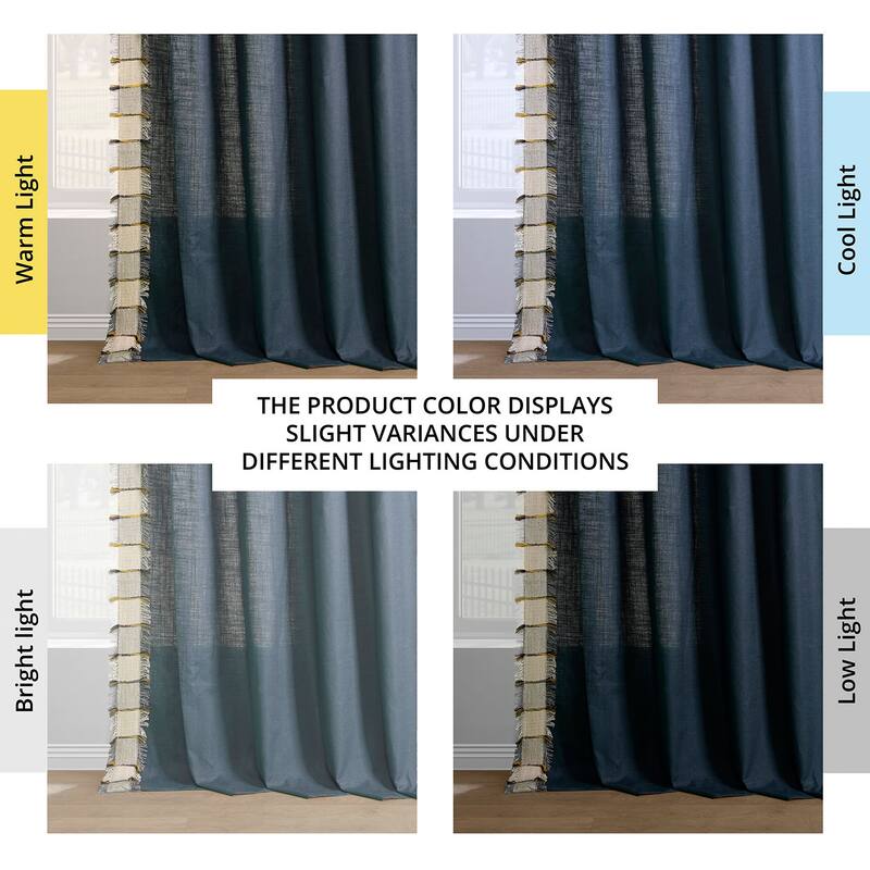 Exclusive Fabrics Bordered Textured Cotton Curtains For Bedroom & Living Room Curtains - Single Panel Drapes