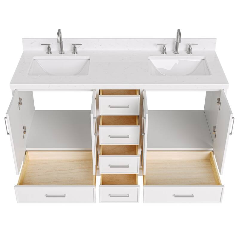 Ariel M060DCQRVO Stafford 60" Free Standing Double Basin Vanity Set