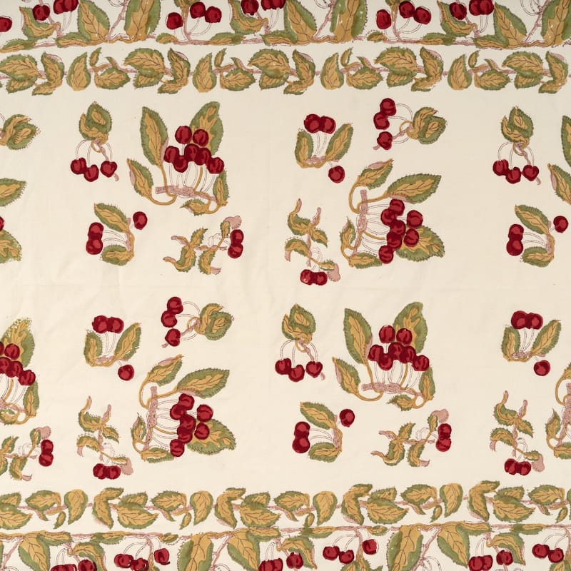 Couleur Nature Cherry Tablecloth - Red/Green - 71" x 142