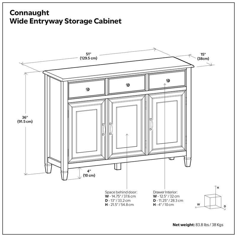 WYNDENHALL Hampshire SOLID WOOD 51" Wide Traditional Wide Entryway Storage Cabinet - 15 "d x 51" w x 36" h
