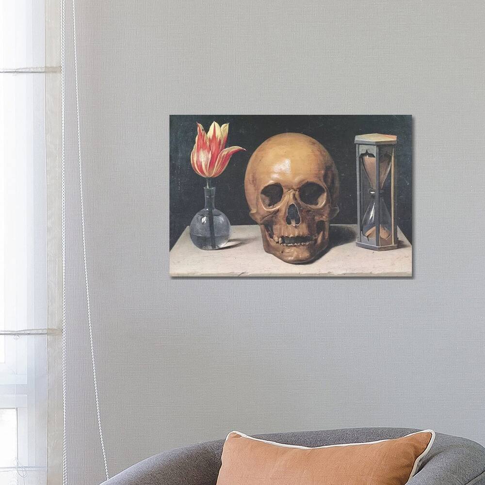 iCanvas "Vanitas Still Life With A Tulip, Skull And Hour-Glass" by Philippe de Champaigne Canvas Print