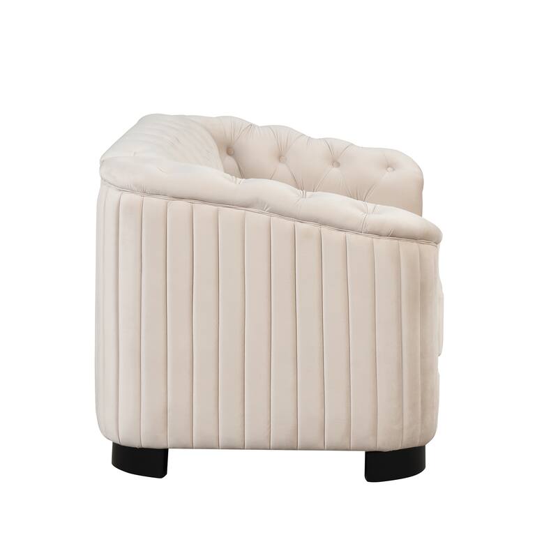 64.3" Velvet 2-Seat Sofa with Wood Frame & Ergonomic Backrest
