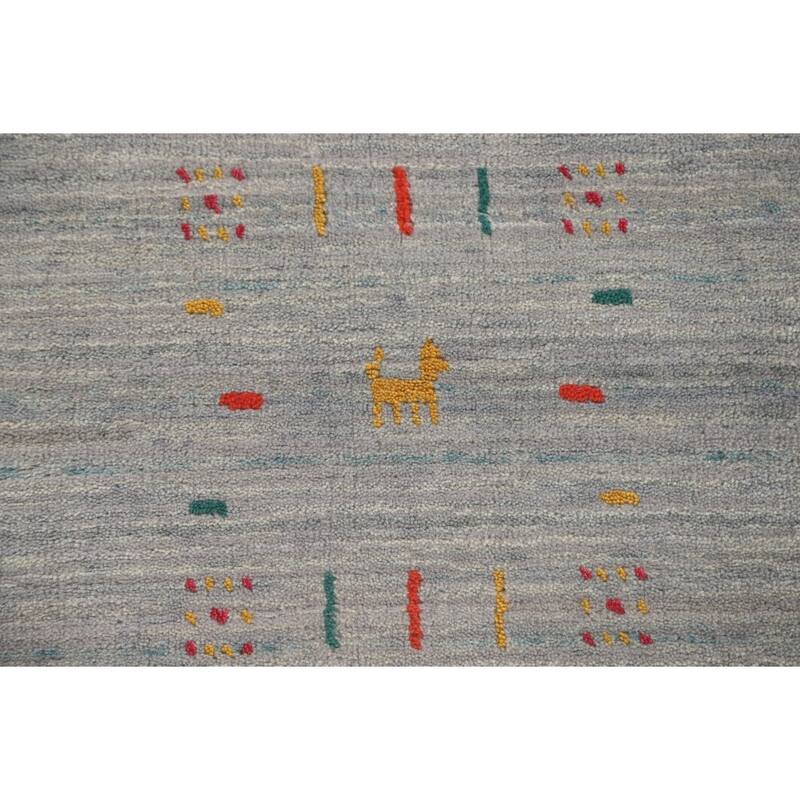 Striped Gabbeh Indian Area Rug Wool Carpet - 8'9" x 11'7"