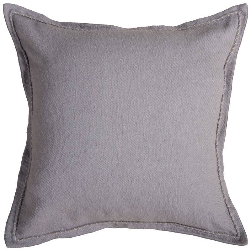 Rizzy Home Solid Throw Pillow with Whipstiched Edge - Polyester - Grey