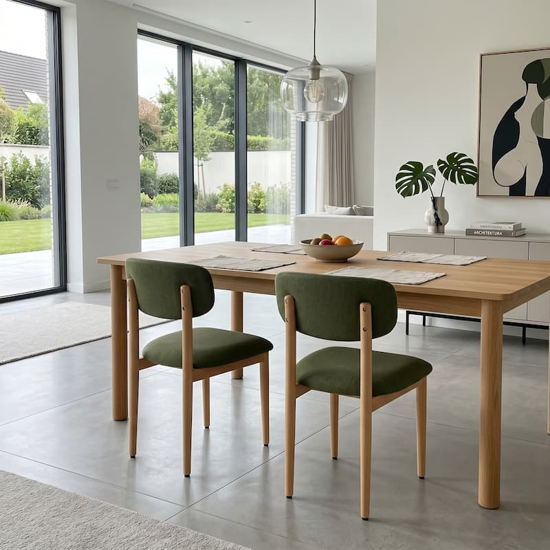 Modern Upholstered Dining Chair with Solid Wood Legs Side Chair for Kitchen Dining Room Living Room (Set of 2)