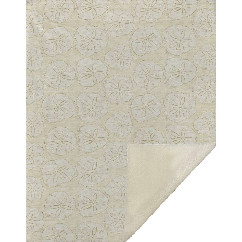 Premium Machine Washable ASB189 Coastal Sand Dollar Sherpa Throw Blanket