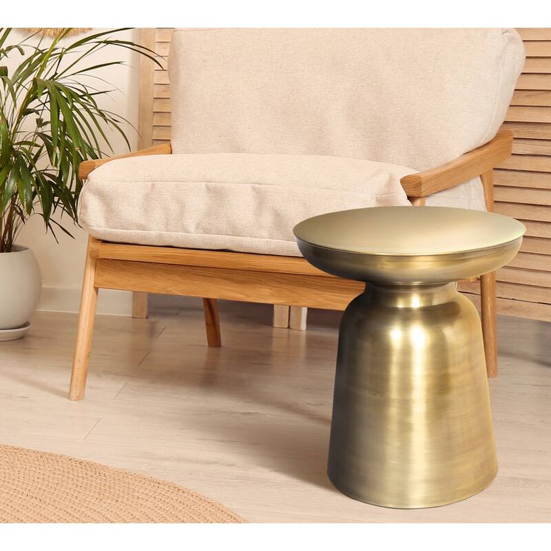 Joan Modern Pedestal Metal Side Table by Sevita - 16″ L x 16″ W x 19″ H