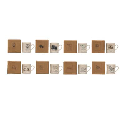 Stoneware Mug with Animal Print Designs and Storage Box - 5.1"L x 3.8"W x 4.0"H
