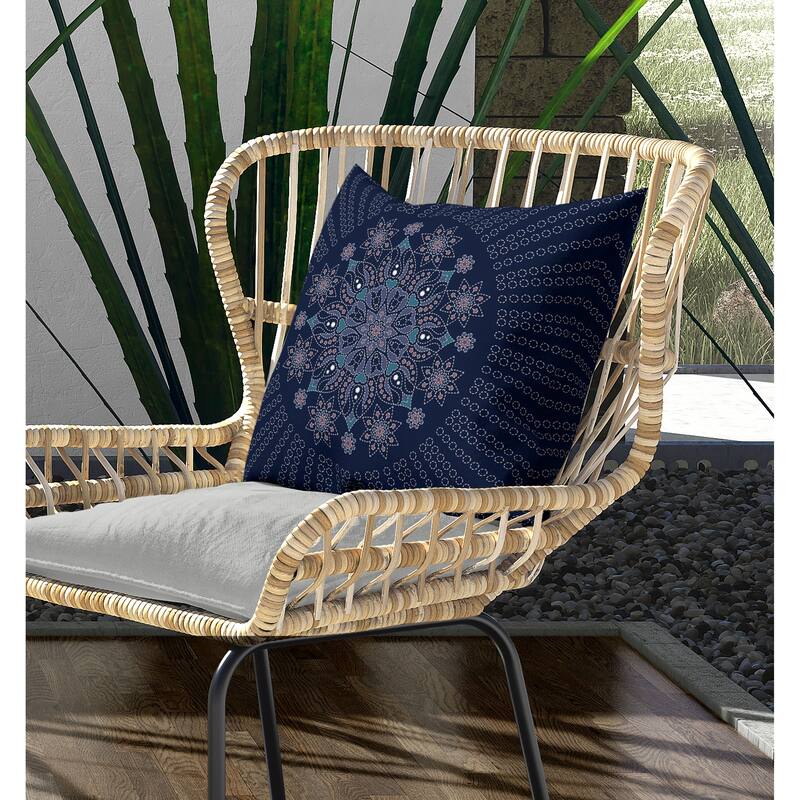 Wisteria Whirl Indoor/Outdoor Reversible Throw Pillow Blue and Lavender