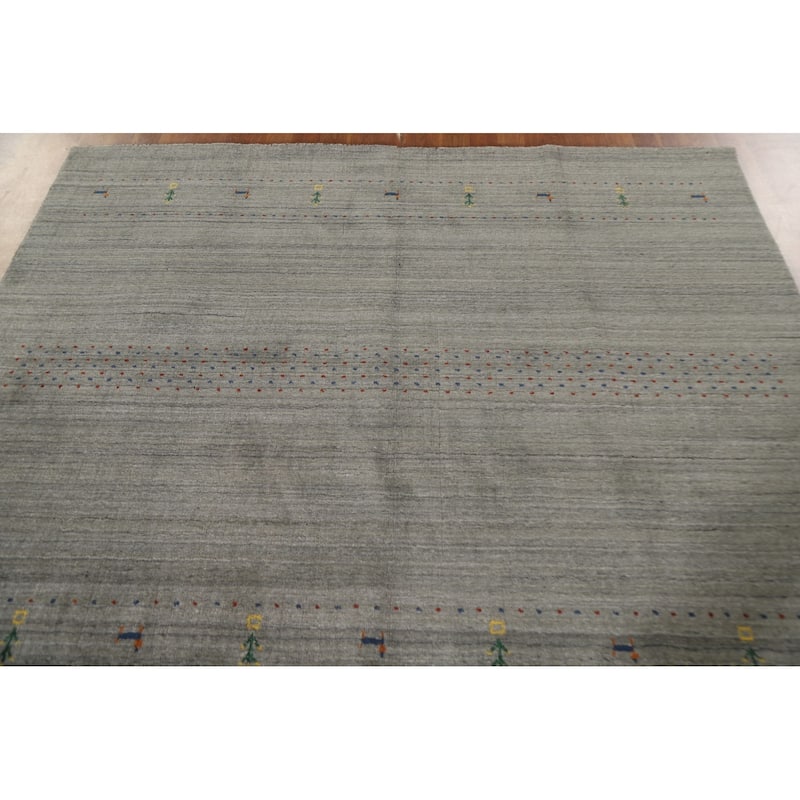 Tribal Gabbeh Oriental Area Rug Hand-Knotted Wool Carpet - 6'6"x 9'9"