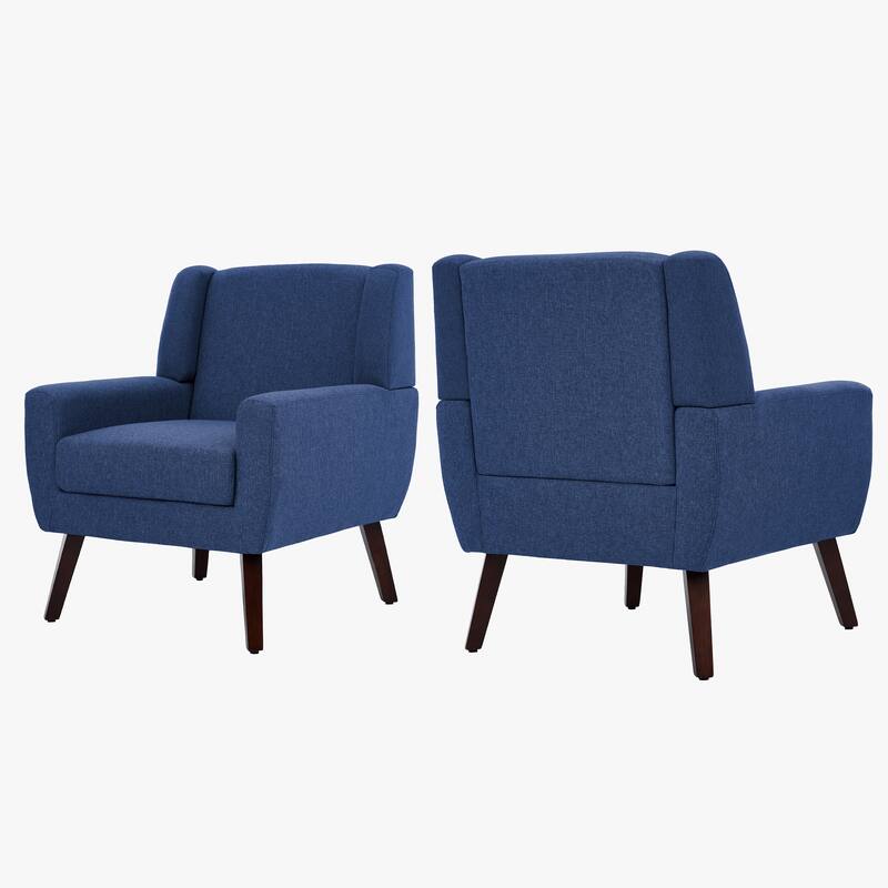 Modern Upholstered Linen Armchair Accent Chair Set of 2