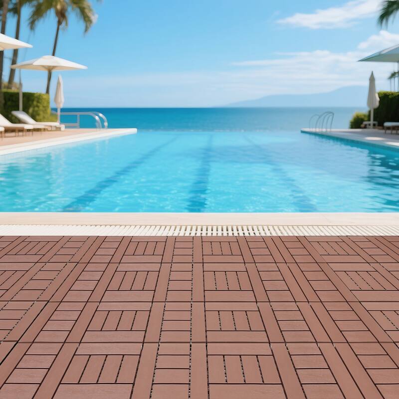 H style 12 inch balcony deck tiles, DIY interlocking deck floor tiles, indoor and outdoor floor tiles, 44pcs