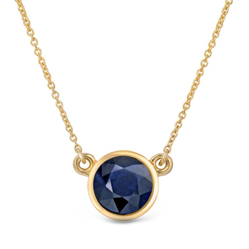 Auriya 14k Gold 3/4ctw Sapphire Solitaire Necklace Bezel Set - Yellow