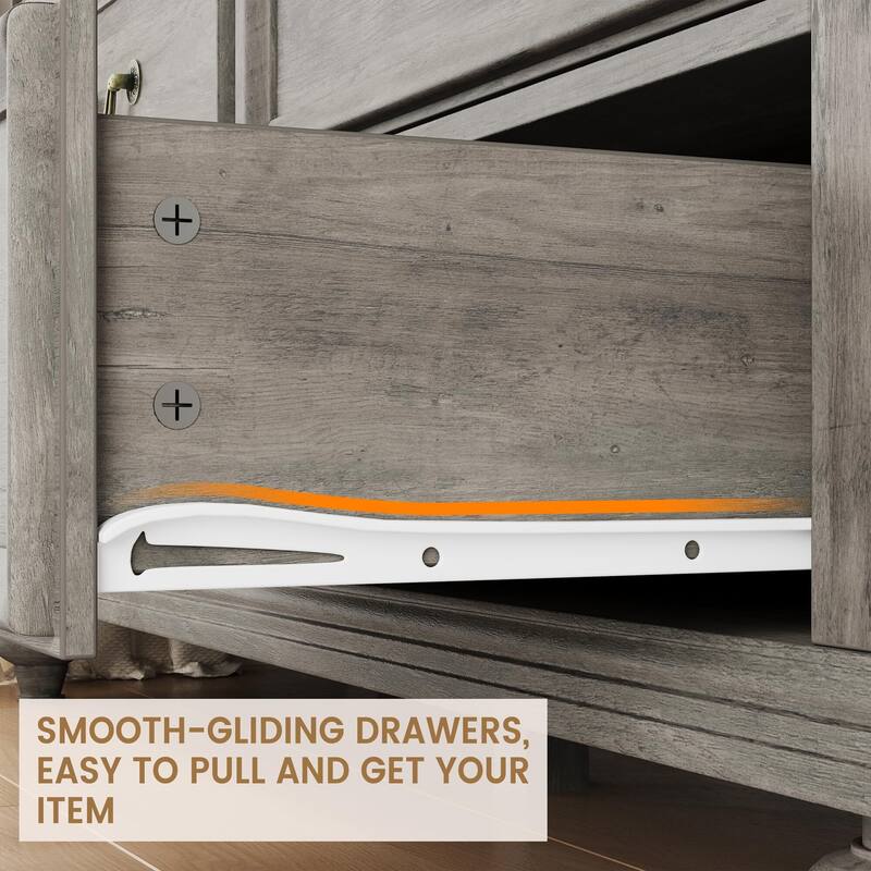 Farmhouse 9 Drawers Dresser for Bedroom, 47" Wide Wood Rustic Chest of 9 Drawers with Metal Handles, Vintage Design