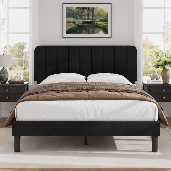 Javlergo Upholstered Bed Frame, Dense Foam, Skin-Friendly Fabric