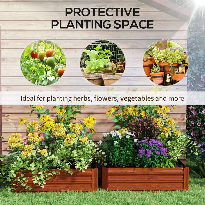 2-Piece Galvanized Steel Raised Garden Bed with Drainage - 39.25" L x 39.25" W x 11.75" H