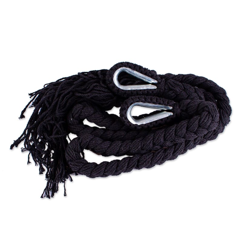 Novica Handmade Mirage In Black Cotton Rope Hammock (Double)