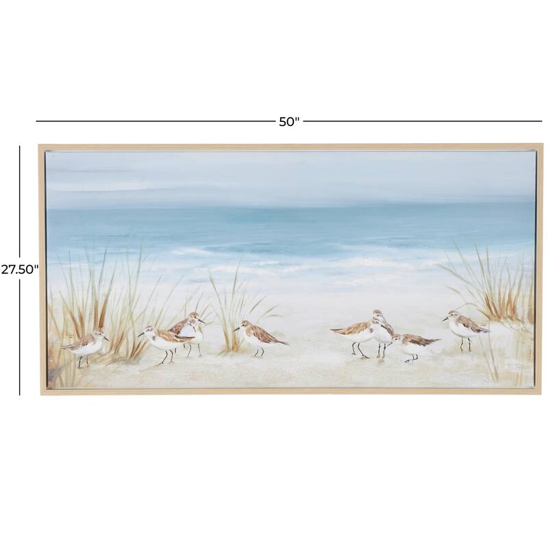 Canvas Abstract Long Horizontal Framed Wall Art with Gold Foil Accents - Blue - Roche River Decor