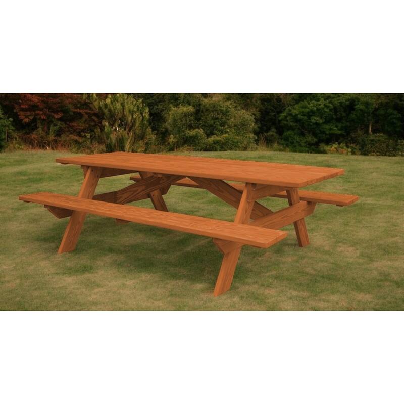 HomeRoots 94" Cedar Chest Solid Wood Outdoor Picnic Table - Brown