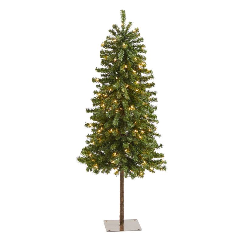 4ft. Alpine Artificial Christmas Tree with 100 Lights & 260 Branches - Compact Holiday X-Mas Décor Tree