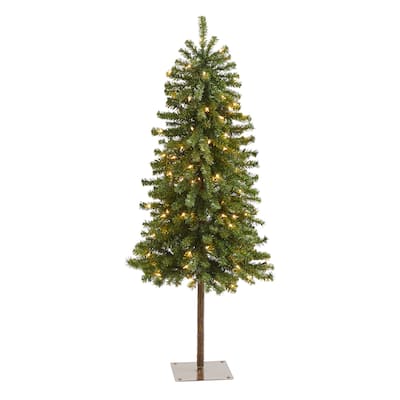 4ft. Alpine Artificial Christmas Tree with 100 Lights & 260 Branches - Compact Holiday X-Mas Décor Tree