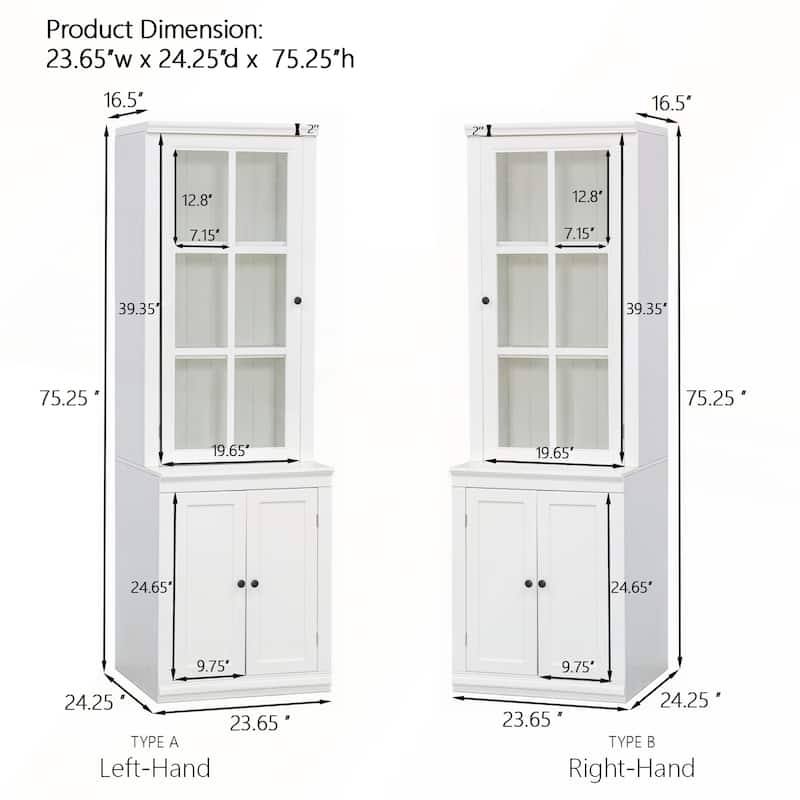 75.25in Tall Display Cabinet with Single Tempered Glass Door