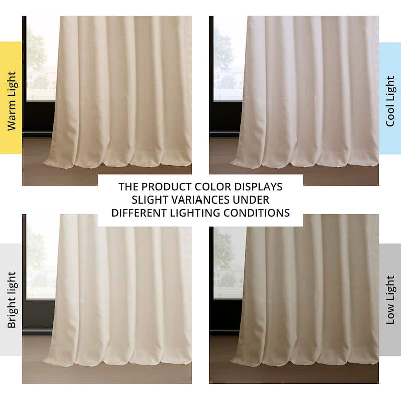 Exclusive Fabrics Raw Linen Weave Light Filtering Curtains for Bedroom & Living Room Curtains Pair - 2 Panel Drapes
