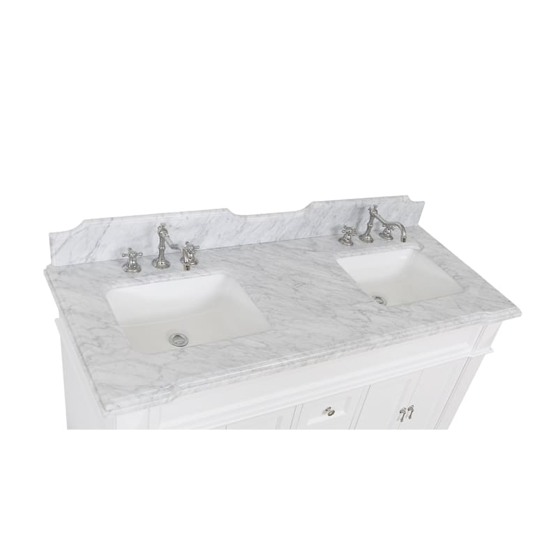 KitchenBathCollection Elizabeth 60" Double Bathroom Vanity with Carrara Marble Top