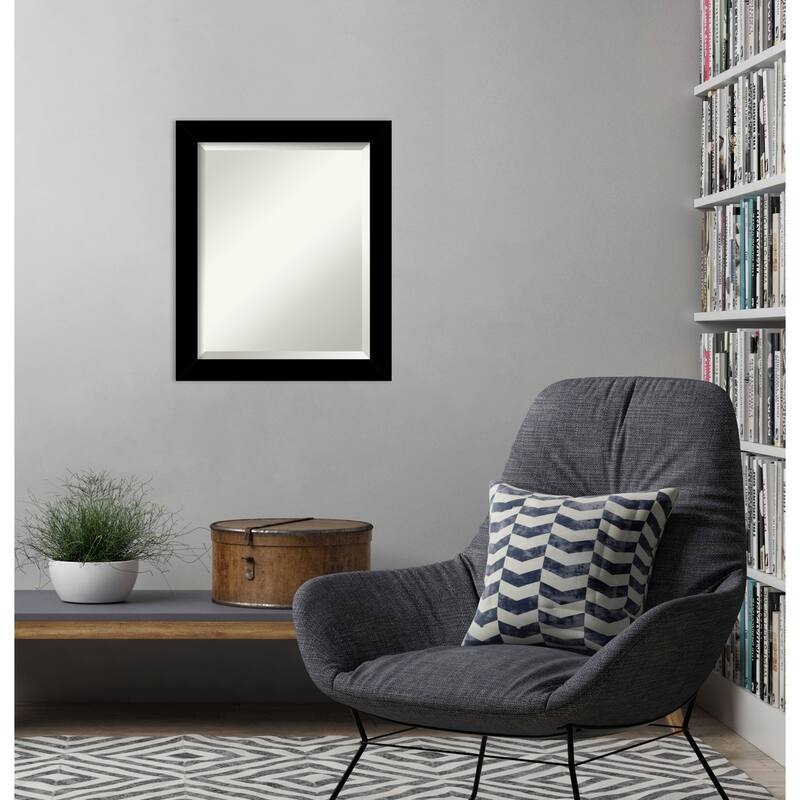 Basic Narrow Beveled Wood Framed Wall Mirror