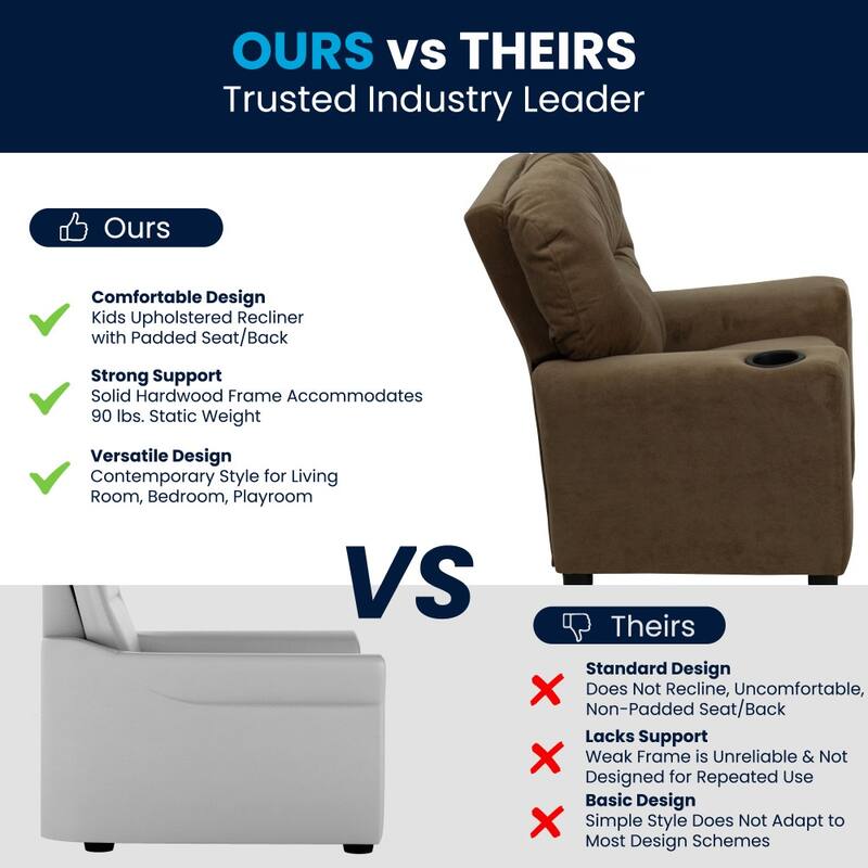 Contemporary Kids Recliner with Cup Holder