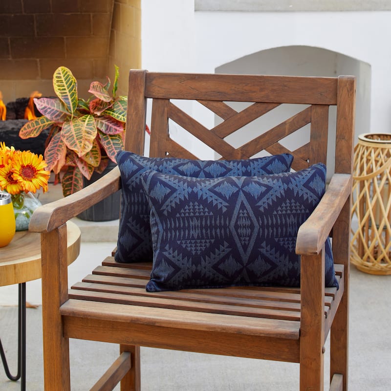 Sunbrella Pendleton Diamond River Printed Indoor/Outdoor Knife Edge Pillow (Set of 2) - 12 in H x 18 in W x 6 in D