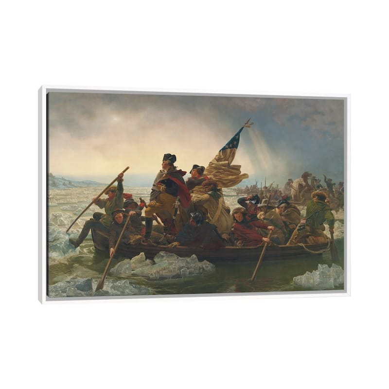 iCanvas "Washington Crossing The Delaware River (25th December 1776), 1851" by Emanuel Gottlieb Leutze Framed Canvas Print - White - 26x40
