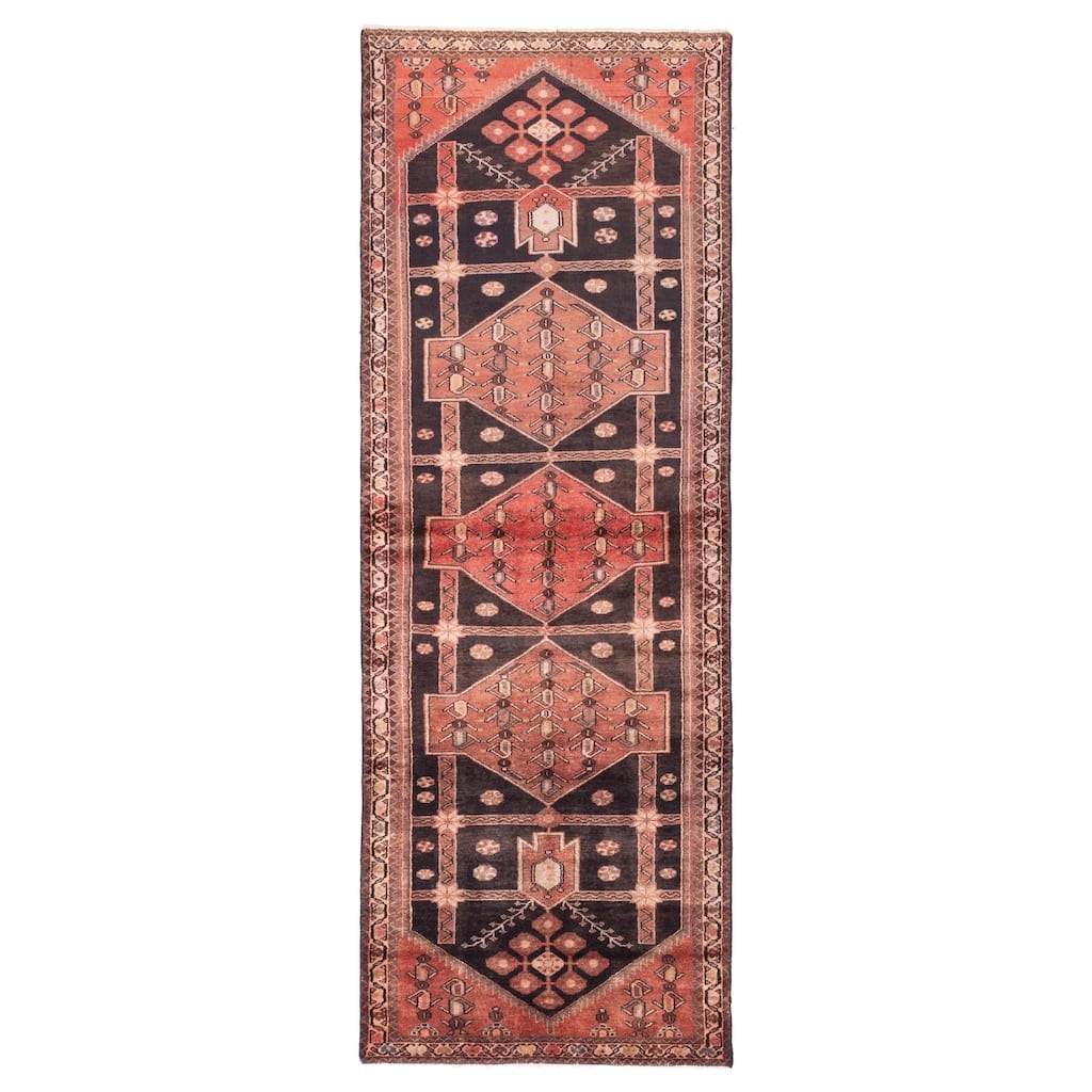 ECARPETGALLERY Hand-knotted Konya Anatolian Black, Red Wool Rug - 3'8 x 9'11